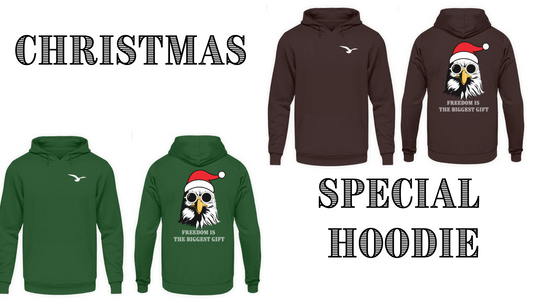 Weihnachten Hoodie Adler Motiv
