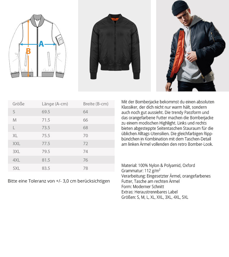 Bomberjacke Größen