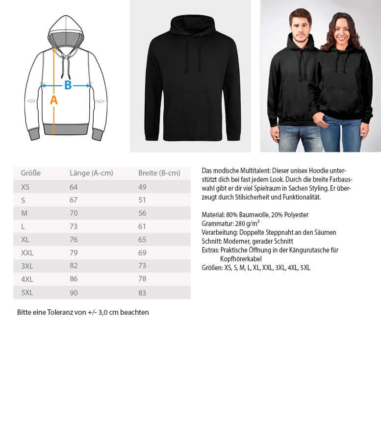 richtige Größen für Kapuzenpullover