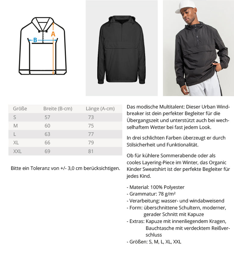 Größen Windjacke