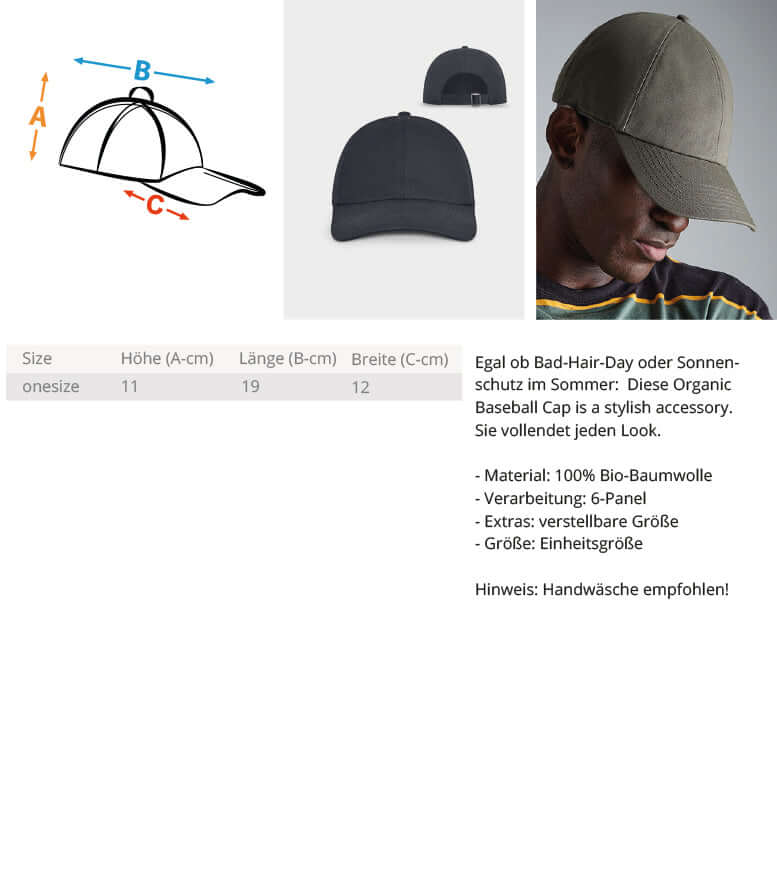 Baseball Cap richtige Größe
