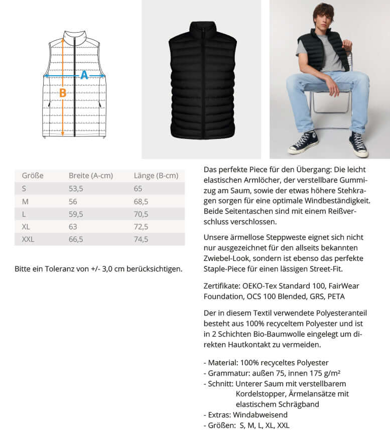 Measurement für nachhaltige Steppweste