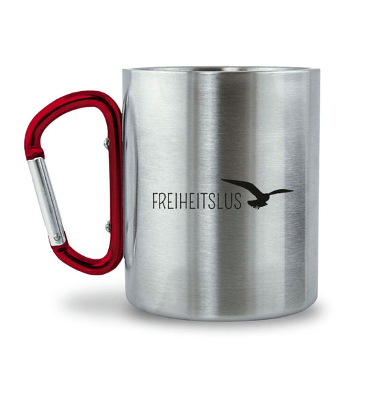 Tasse mit Karabiner für das Auto.