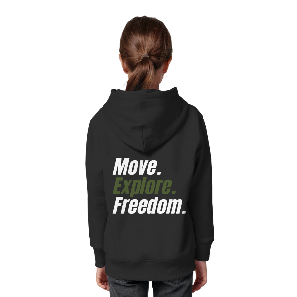 Kids Hoodie mit Backprint - Move.Explore.Freedom