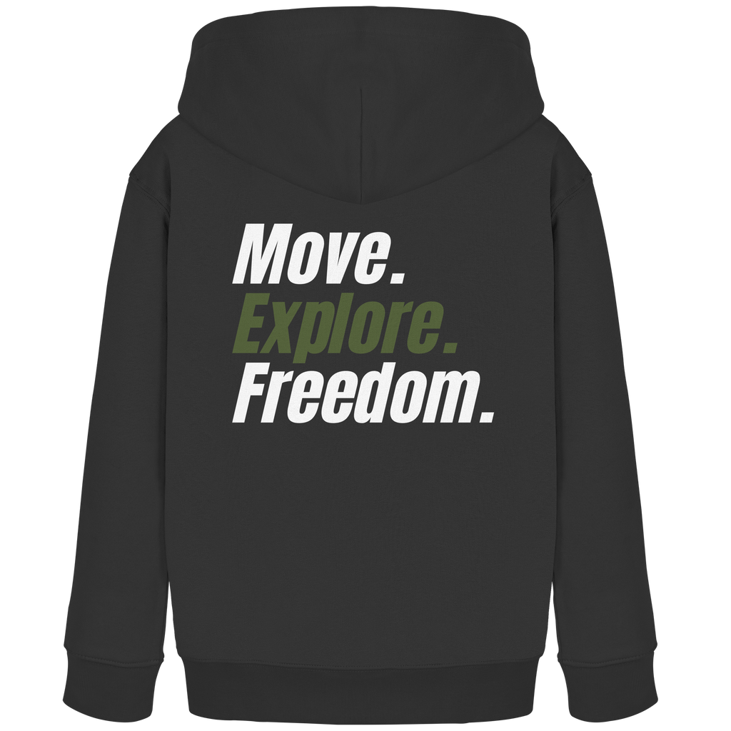 Kids Hoodie mit Backprint - Move.Explore.Freedom
