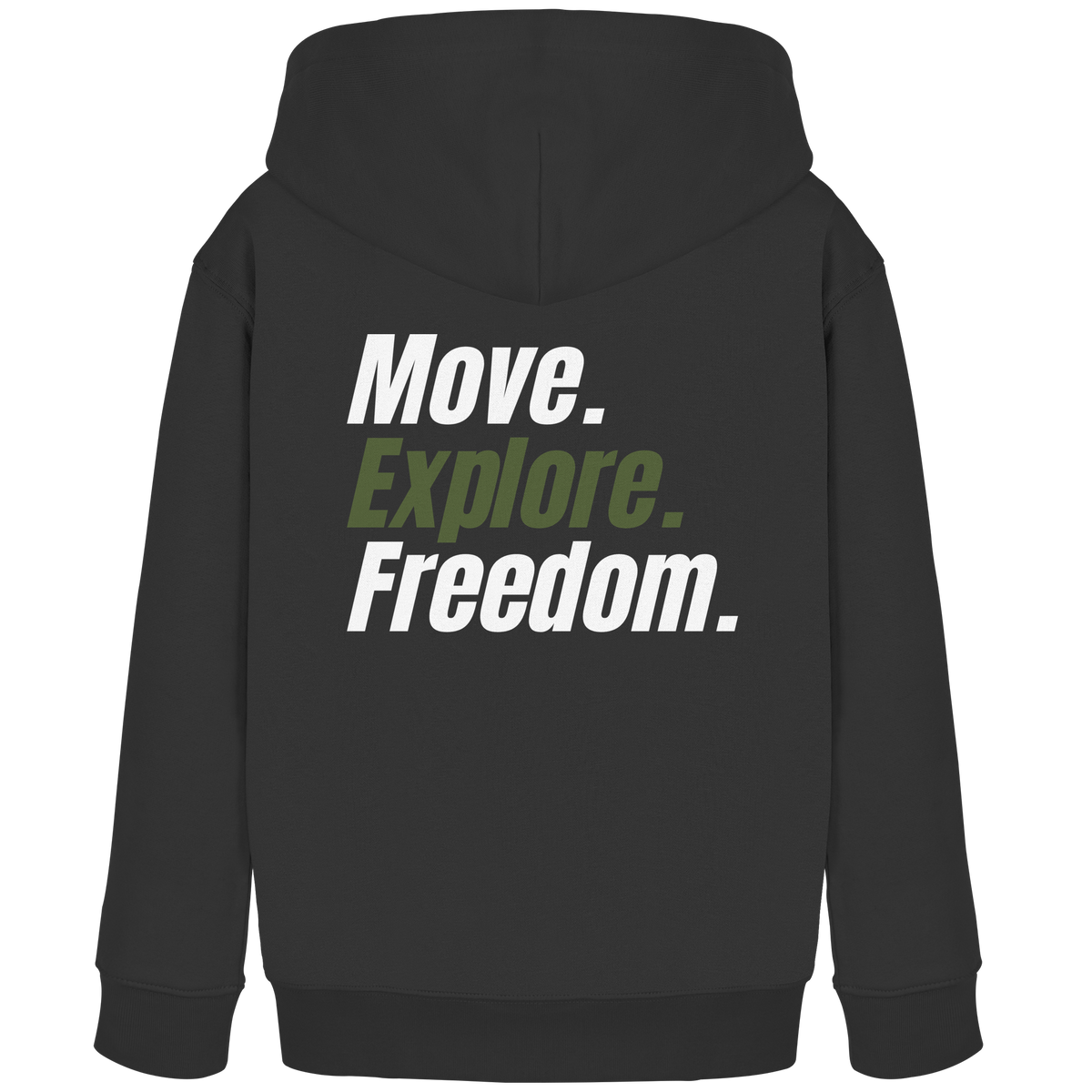 Kids Hoodie mit Backprint - Move.Explore.Freedom