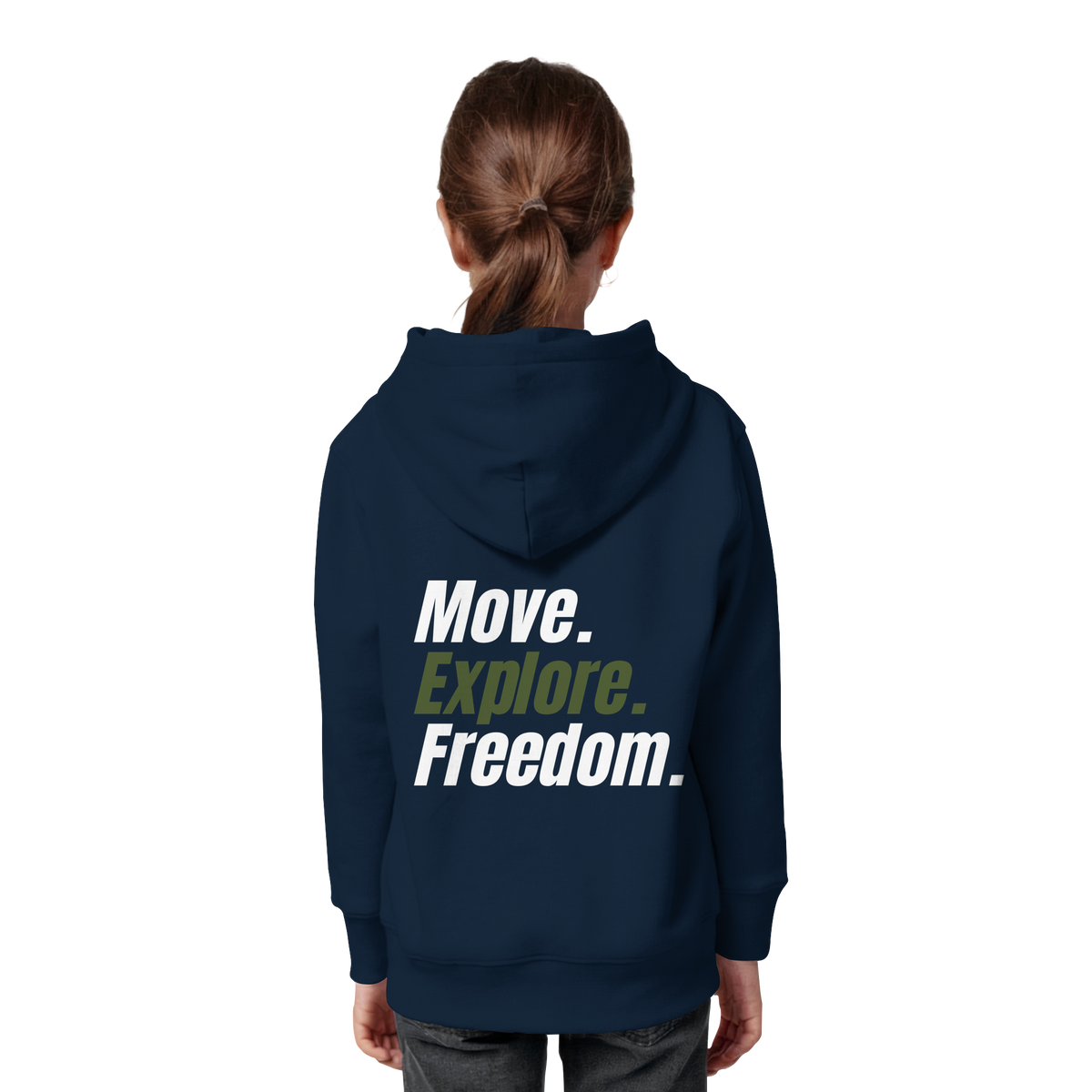 Kids Hoodie mit Backprint - Move.Explore.Freedom