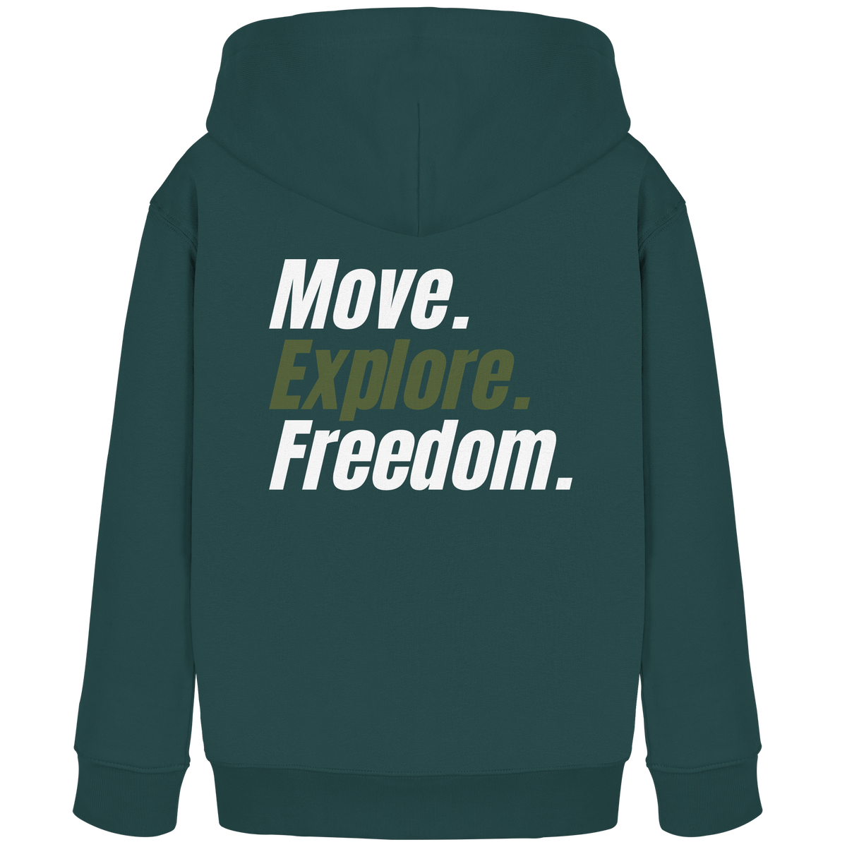Kids Hoodie mit Backprint - Move.Explore.Freedom