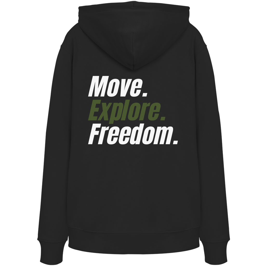 Unisex Hoodie mit Backprint - Move.Explore.Freedom