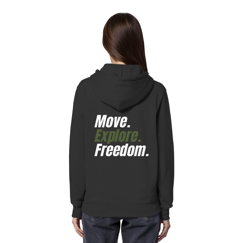 Unisex Hoodie mit Backprint - Move.Explore.Freedom
