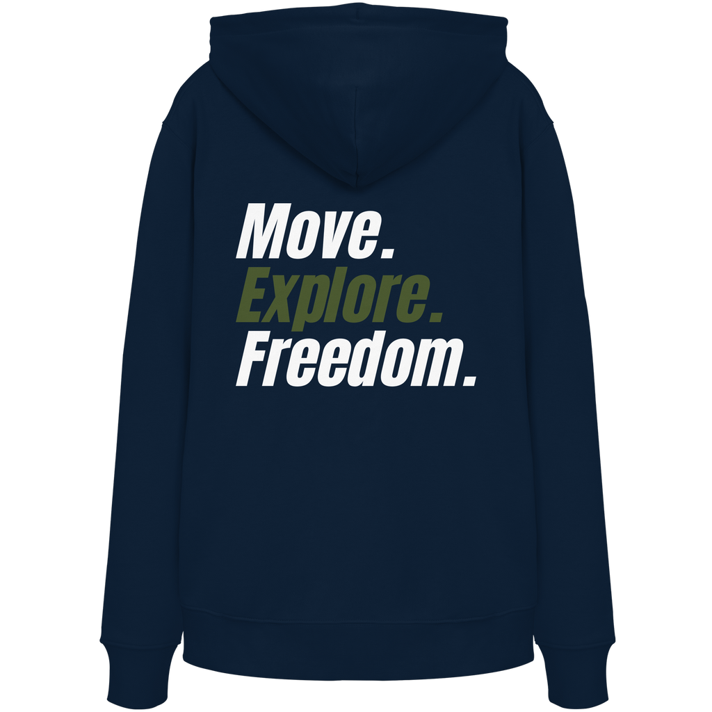 Unisex Hoodie mit Backprint - Move.Explore.Freedom