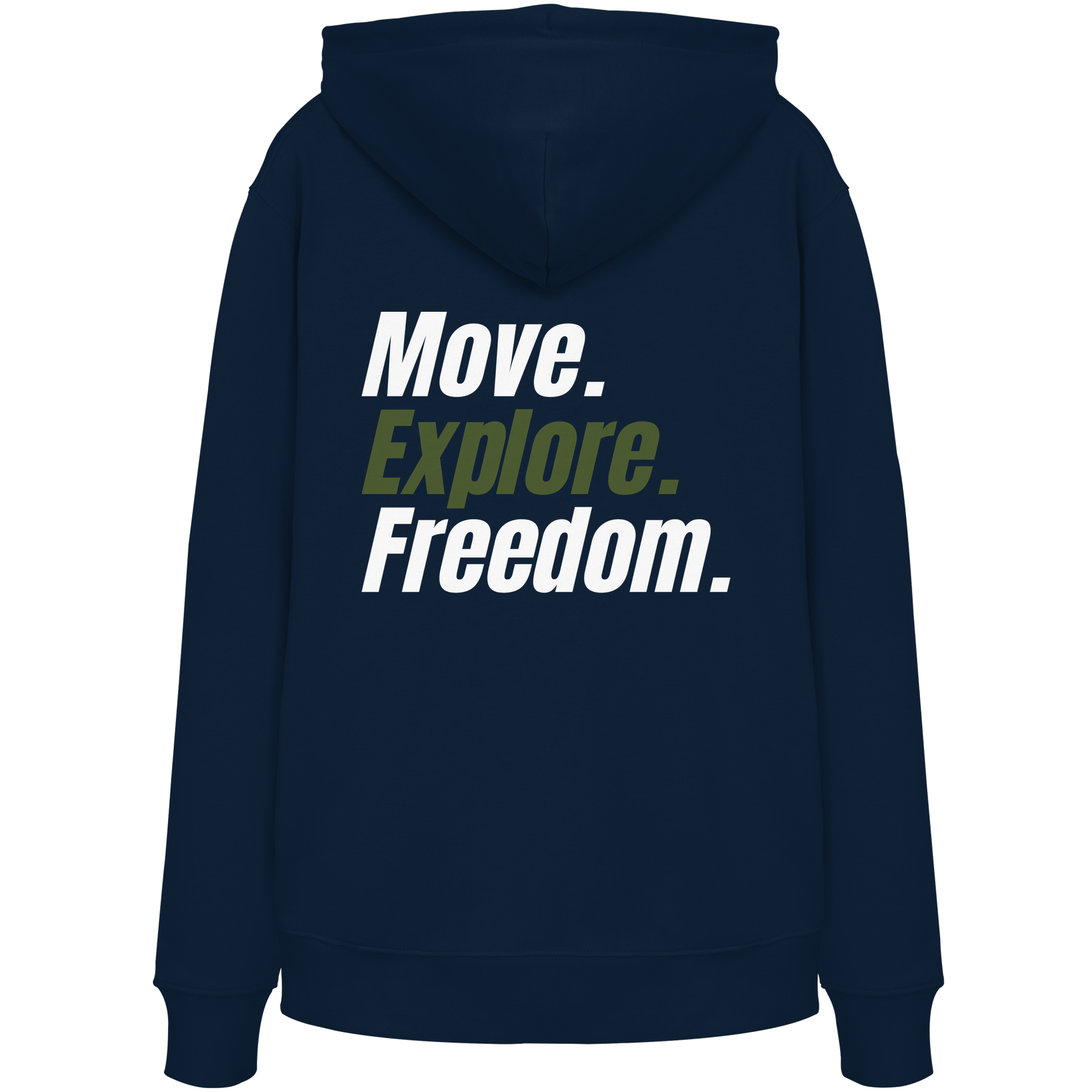 Unisex Hoodie mit Backprint - Move.Explore.Freedom