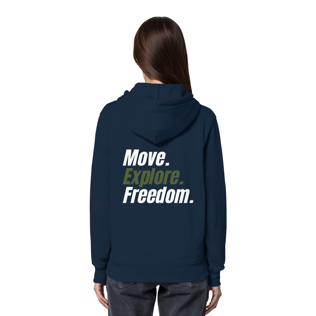 Unisex Hoodie mit Backprint - Move.Explore.Freedom