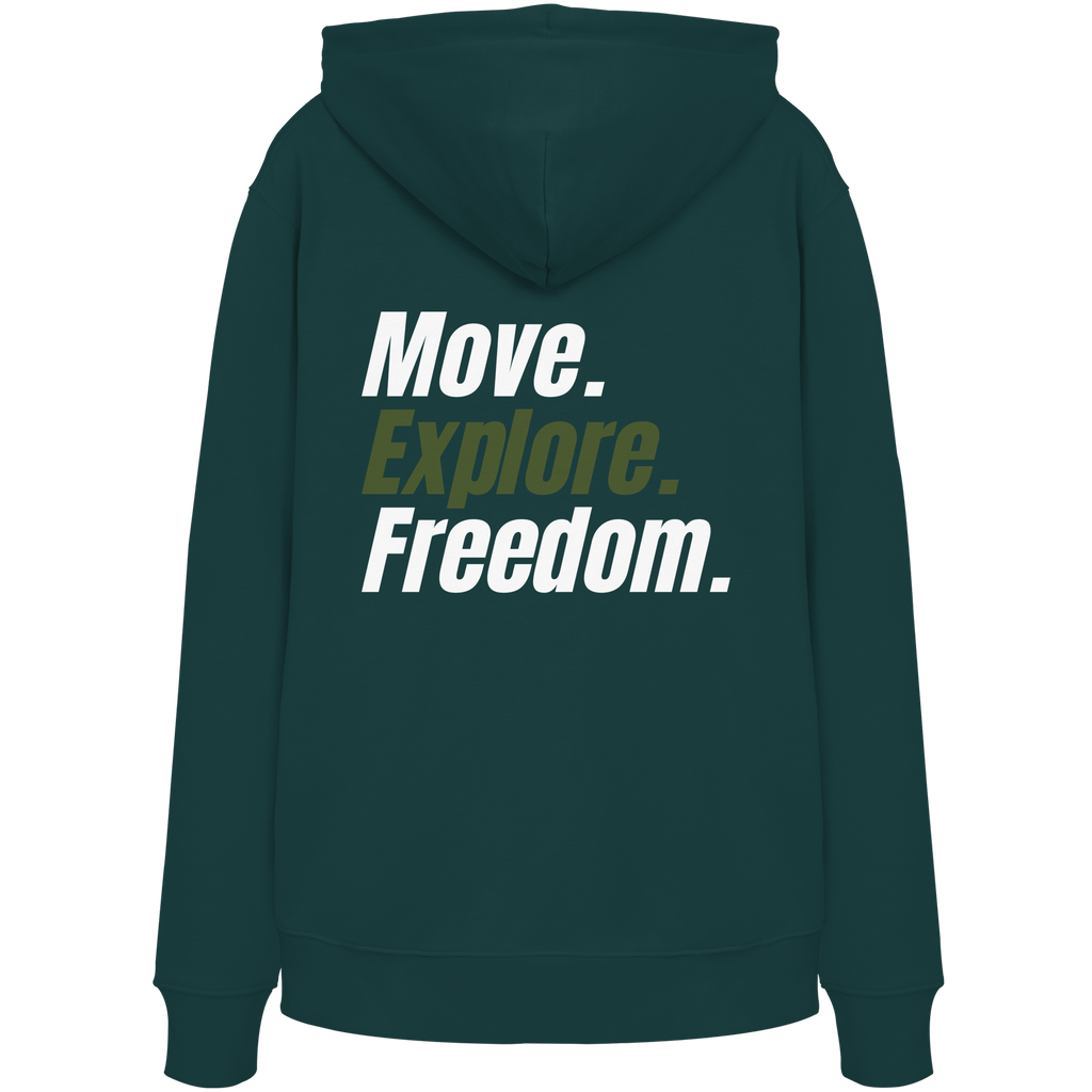 Unisex Hoodie mit Backprint - Move.Explore.Freedom