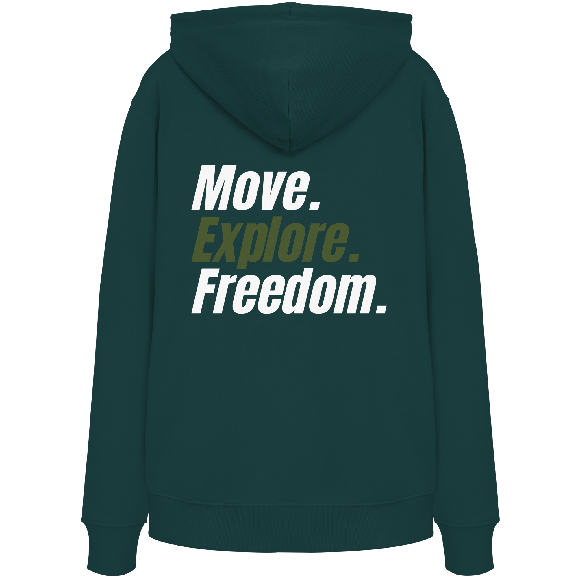 Unisex Hoodie mit Backprint - Move.Explore.Freedom