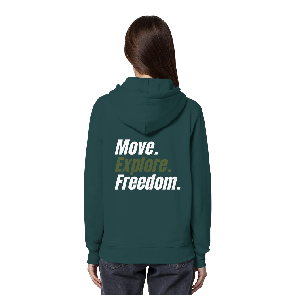 Unisex Hoodie mit Backprint - Move.Explore.Freedom