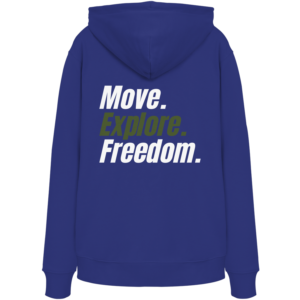 Unisex Hoodie mit Backprint - Move.Explore.Freedom