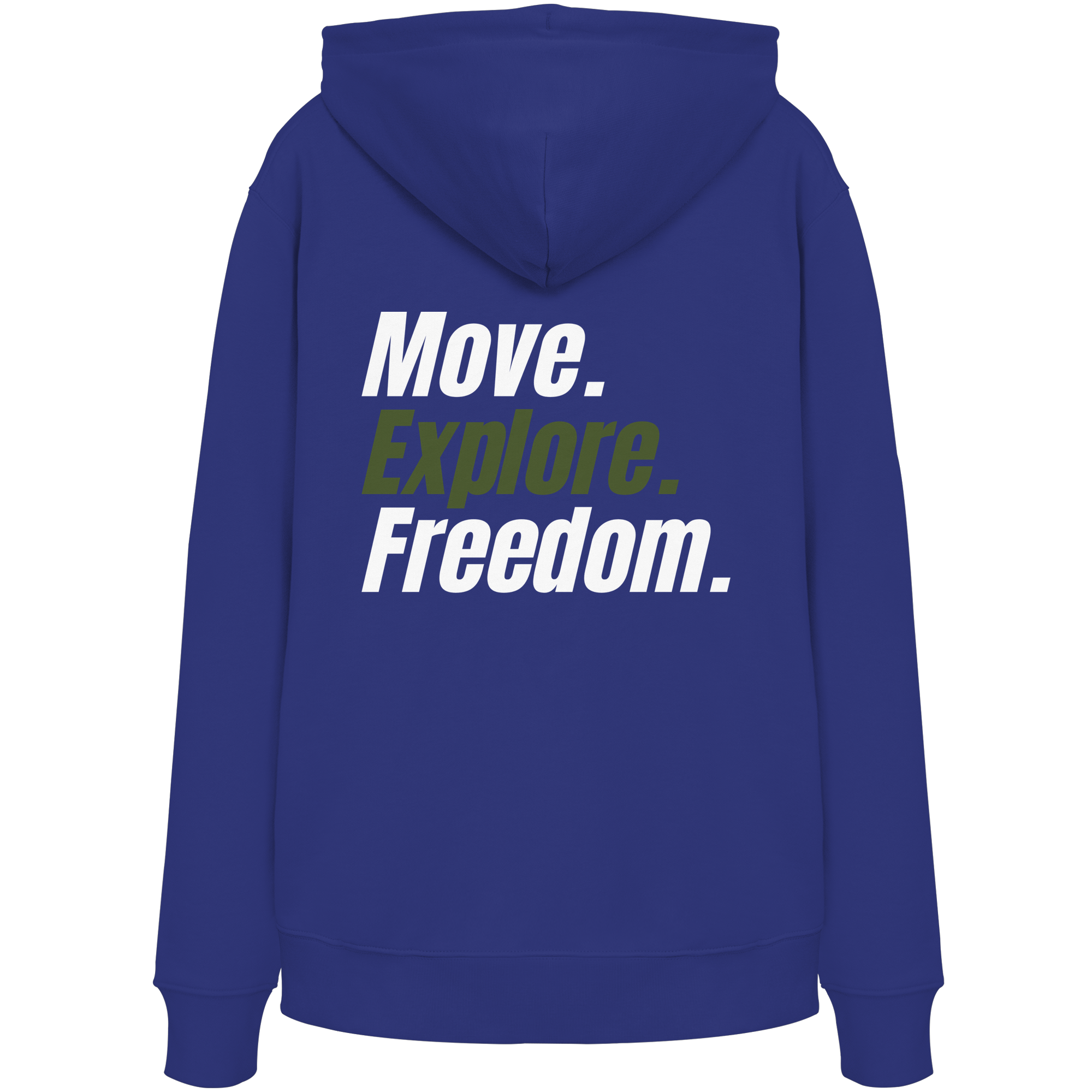 Unisex Hoodie mit Backprint - Move.Explore.Freedom