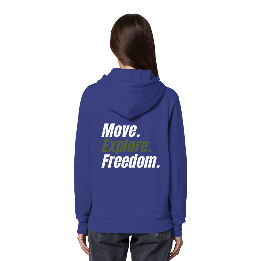 Unisex Hoodie mit Backprint - Move.Explore.Freedom