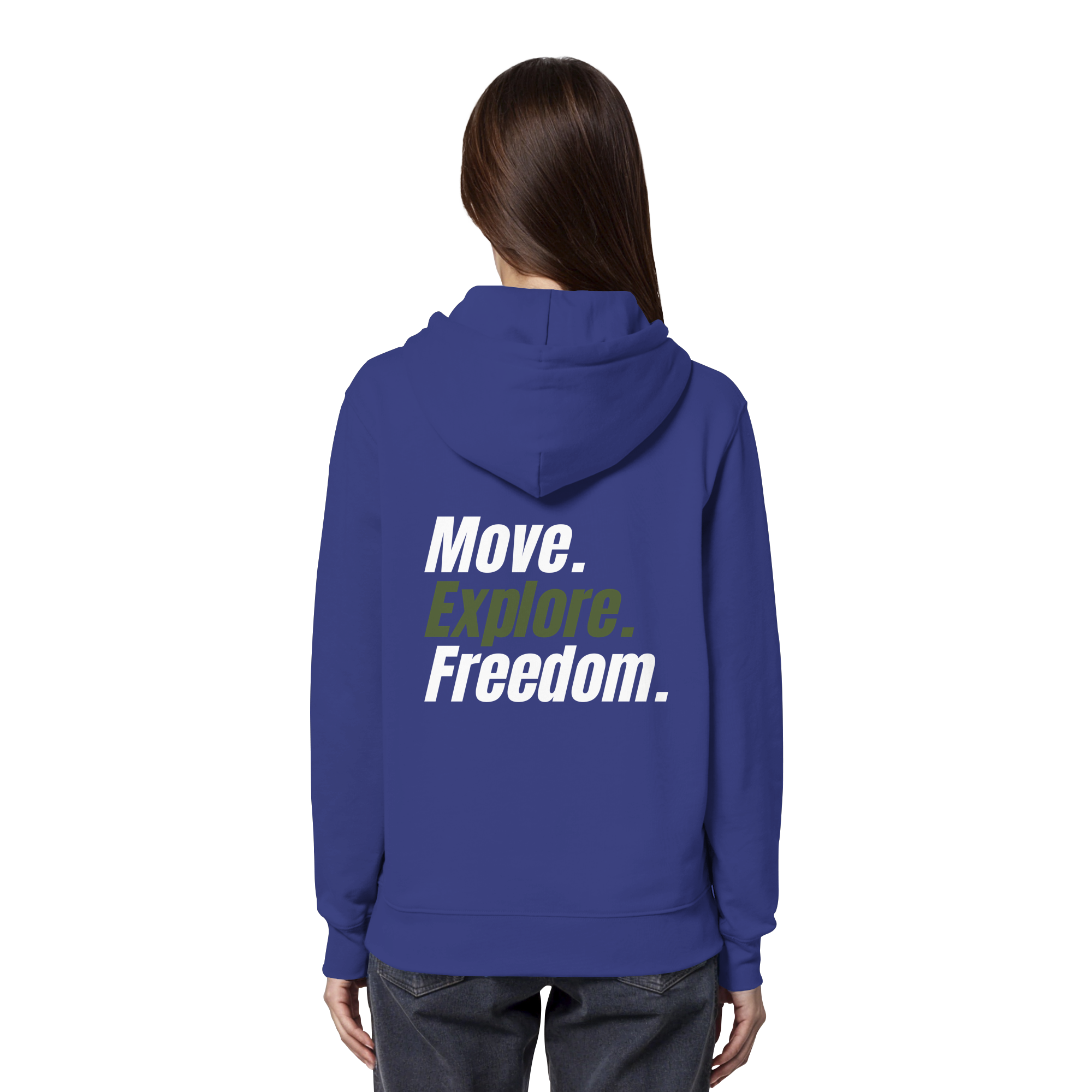 Unisex Hoodie mit Backprint - Move.Explore.Freedom