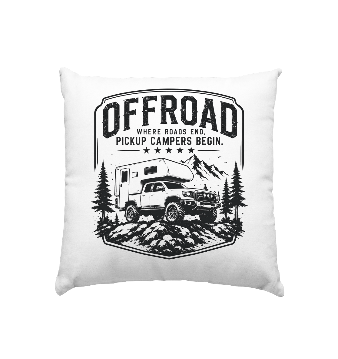 Offroad Camper Kissen 40x40cm - Where Roads End