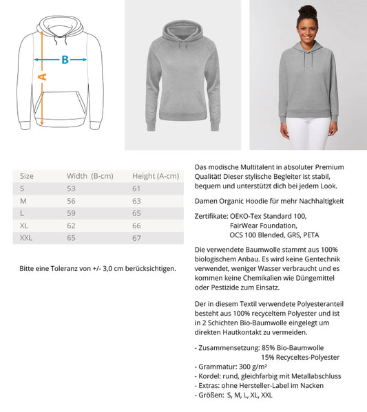 rosa Kapuzenpullover Measurement