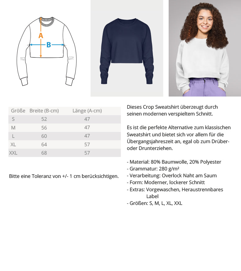 Crop Sweatshirt bauchfrei Größen